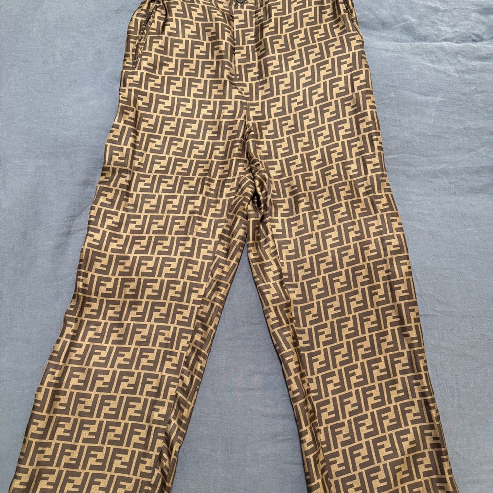 Fendi Beige and Brown Monogram Pants